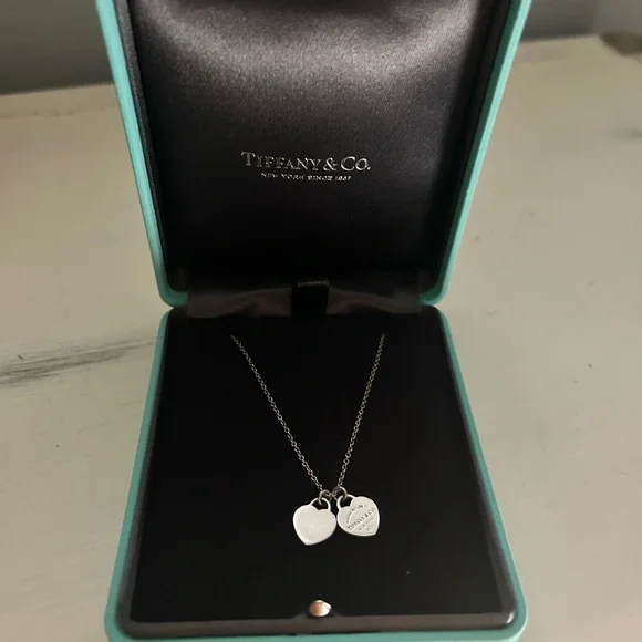 Tiffany & Co. Sterling Silver Double Heart Tag Pendant Necklace in Silver, Mini - Picture 1 of 6